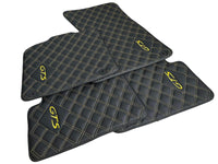 Leather Floor Mats for Porsche Panamera 2017-2023 971 Yellow Sewing - AutoWin