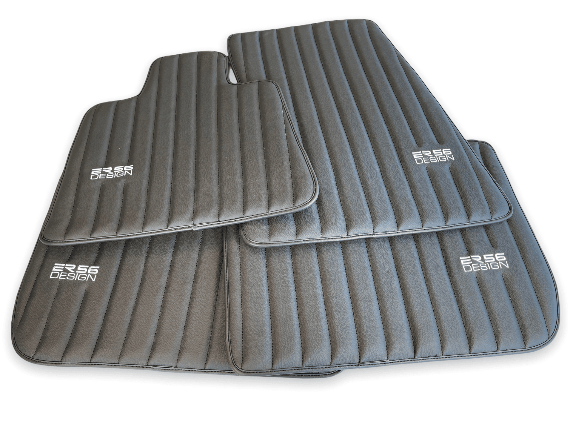 Black Leather Floor Mats for Rolls Royce Phantom VIII (2017-2024) ER56 Design Brand - AutoWin
