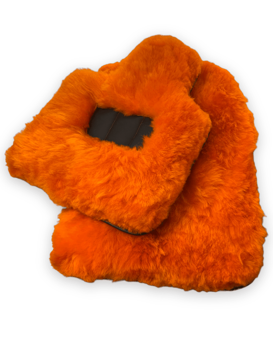 Orange Sheepskin Floor Mats For Rolls Royce Dawn Rr6 2016-2023 Er56 Design Brand - AutoWin