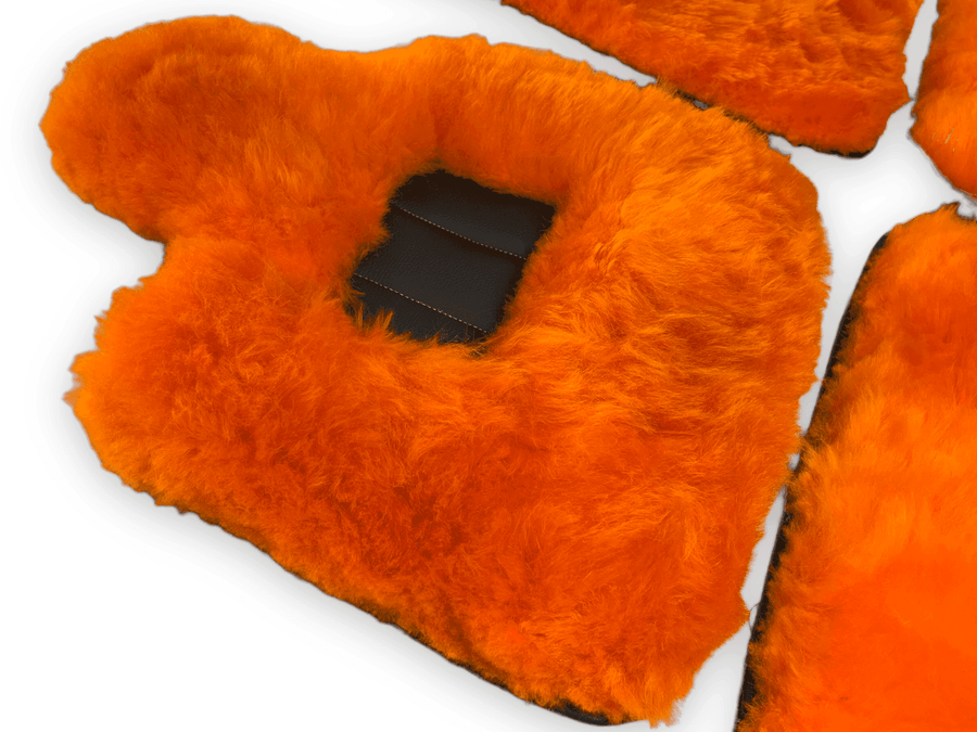 Orange Sheepskin Floor Mats For Rolls Royce Ghost Series II (2021-2024) ER56 Design Brand - AutoWin