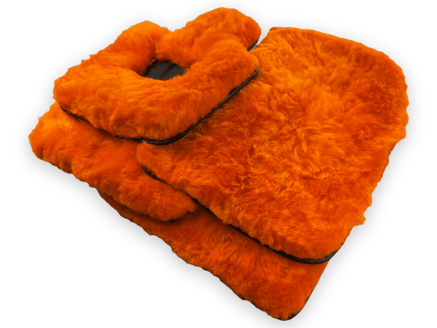 Orange Sheepskin Floor Mats For Rolls Royce Phantom Drophead Coupe 2007–2016 Er56 Design Brand - AutoWin