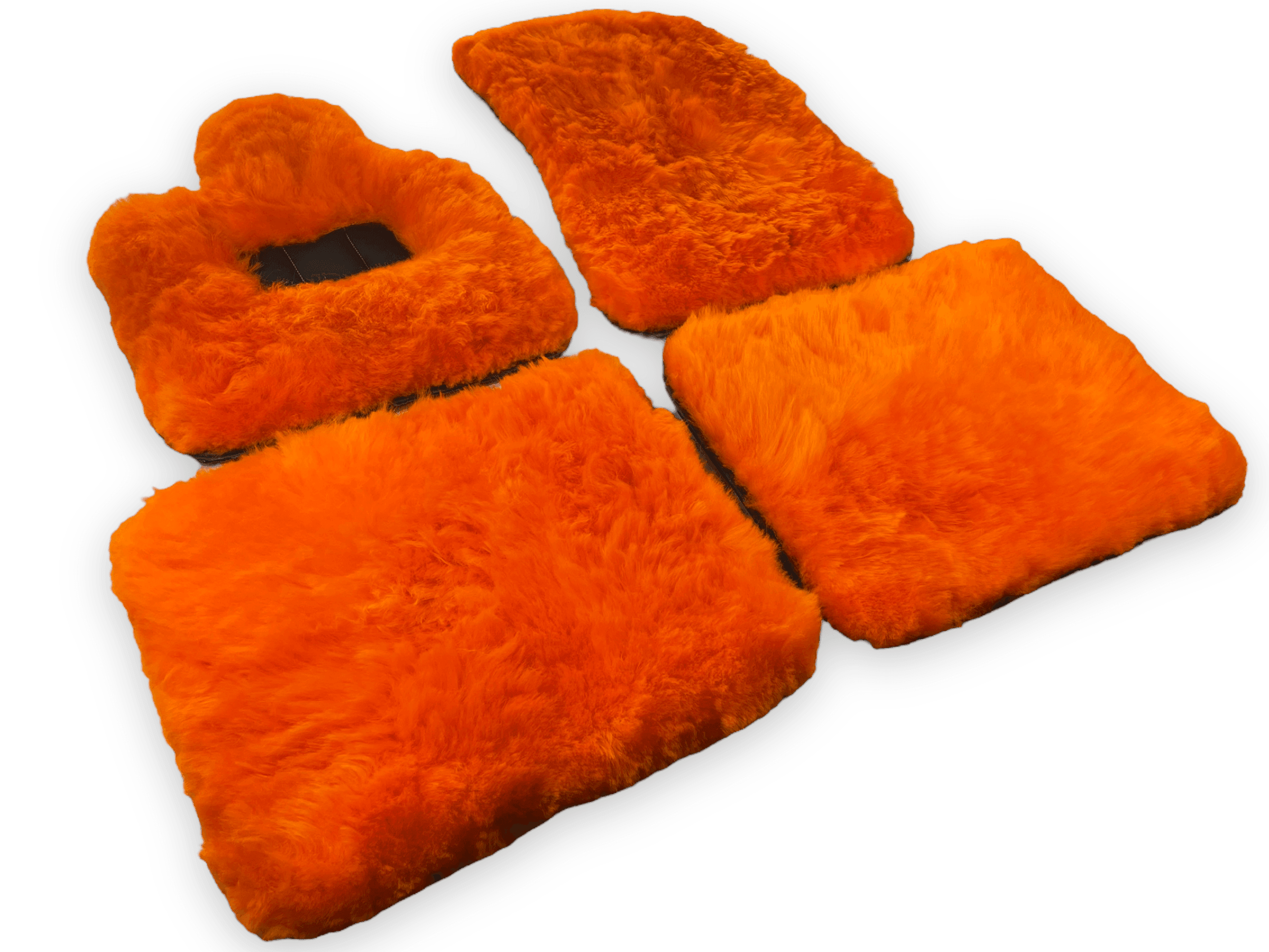 Orange Sheepskin Floor Mats For Rolls Royce Wraith 2013–2023 Er56 Design - AutoWin