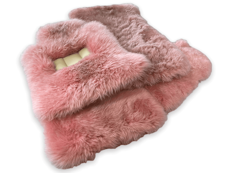 Pink Sheepskin Floor Mats For Rolls Royce Dawn Rr6 2016-2023 Er56 Design Brand - AutoWin