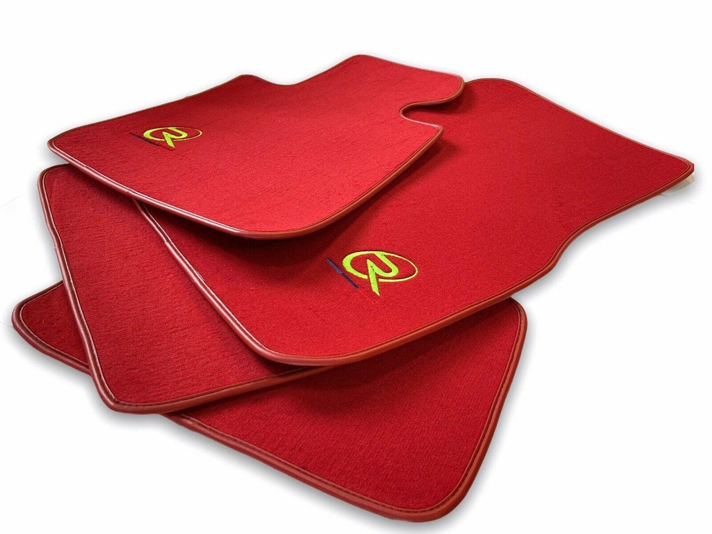 Red Floor Mats For BMW M4 G83 Convertible ROVBUT Brand Tailored Set Perfect Fit Green SNIP Collection - AutoWin
