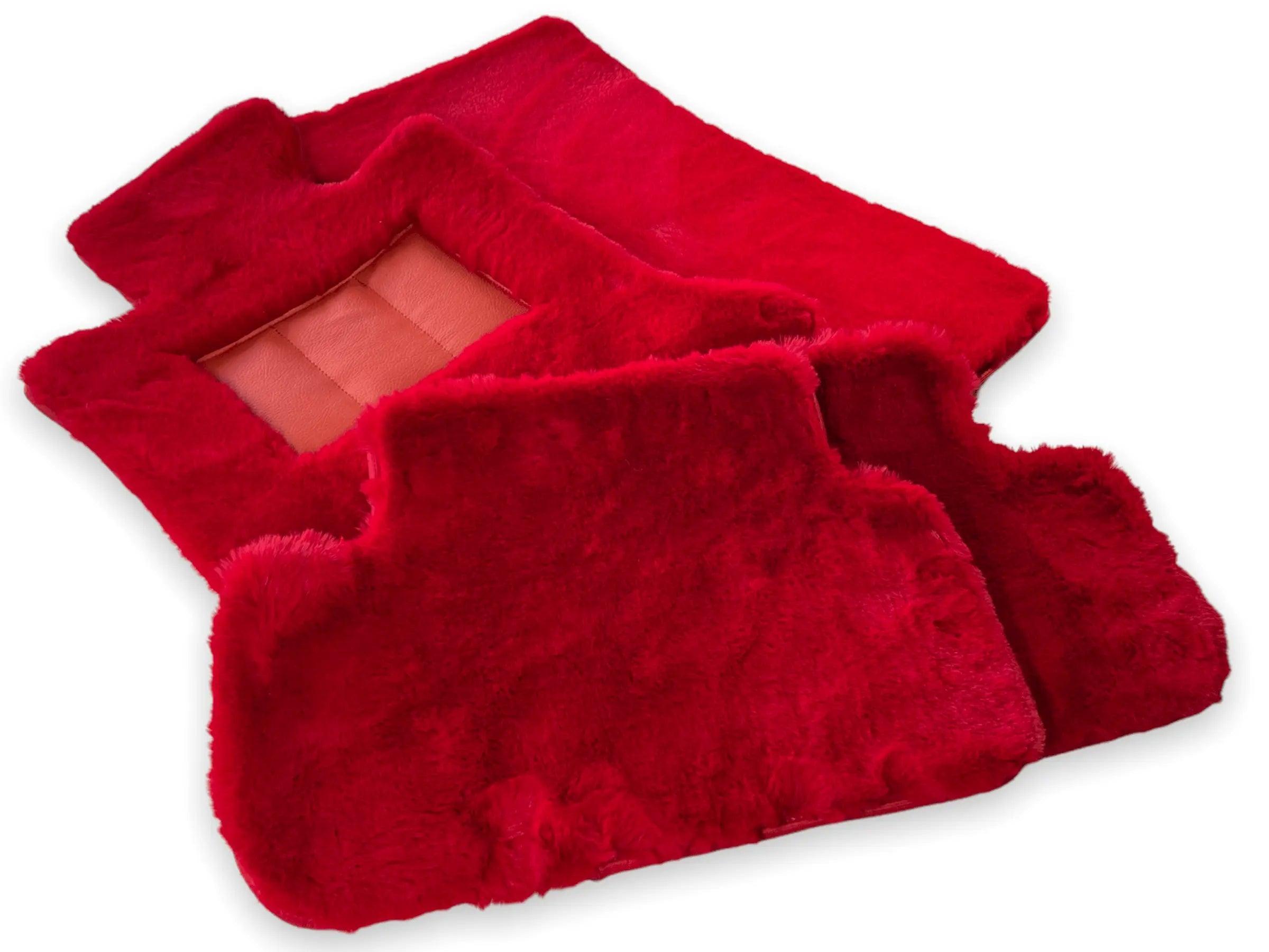 Red Sheepskin Floor Mats For Bentley Flying Spur (2013-2019) Er56 Design Brand - AutoWin