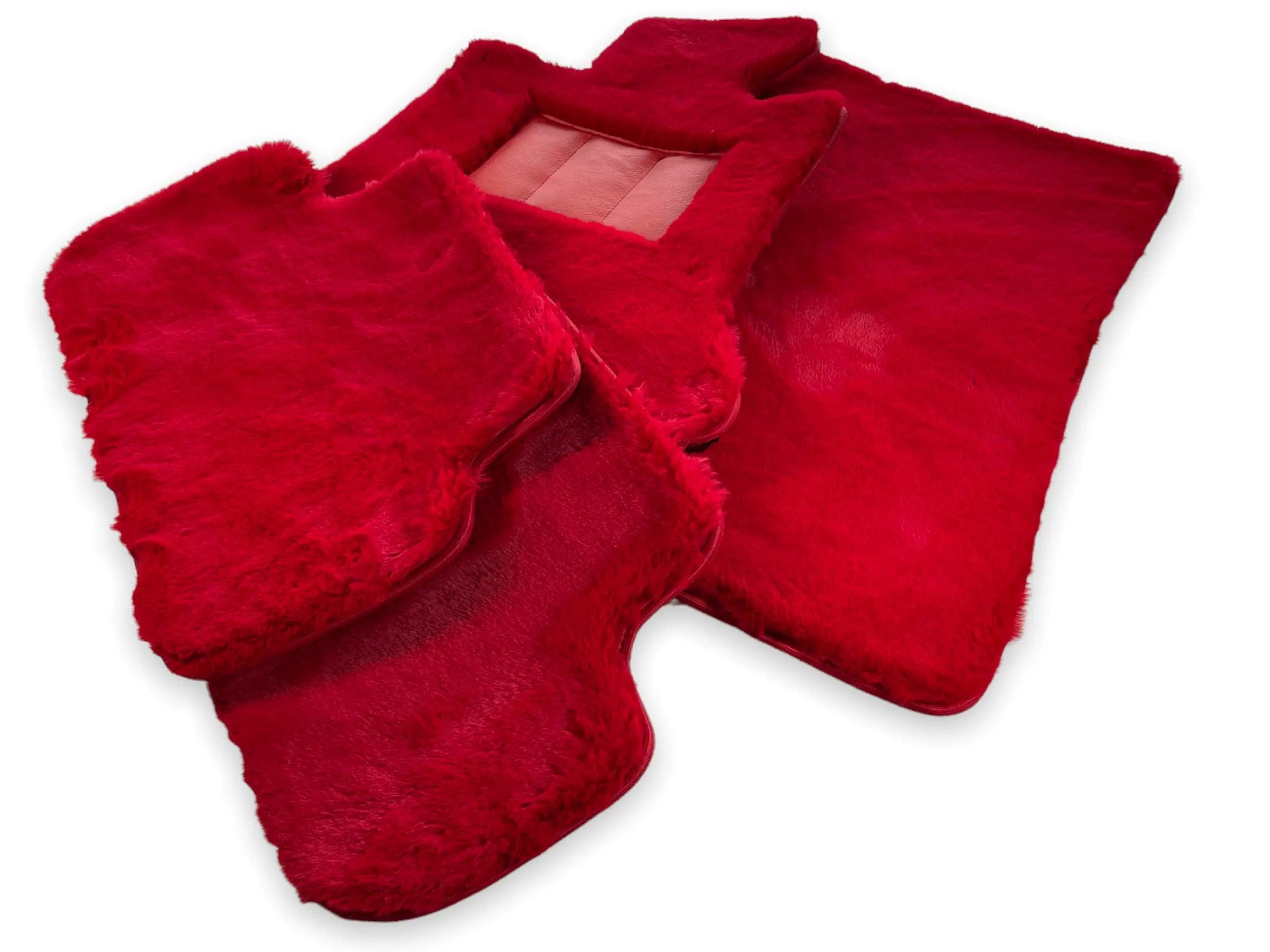 Red Sheepskin Floor Mats For Bentley Flying Spur (2013-2019) Er56 Design Brand - AutoWin