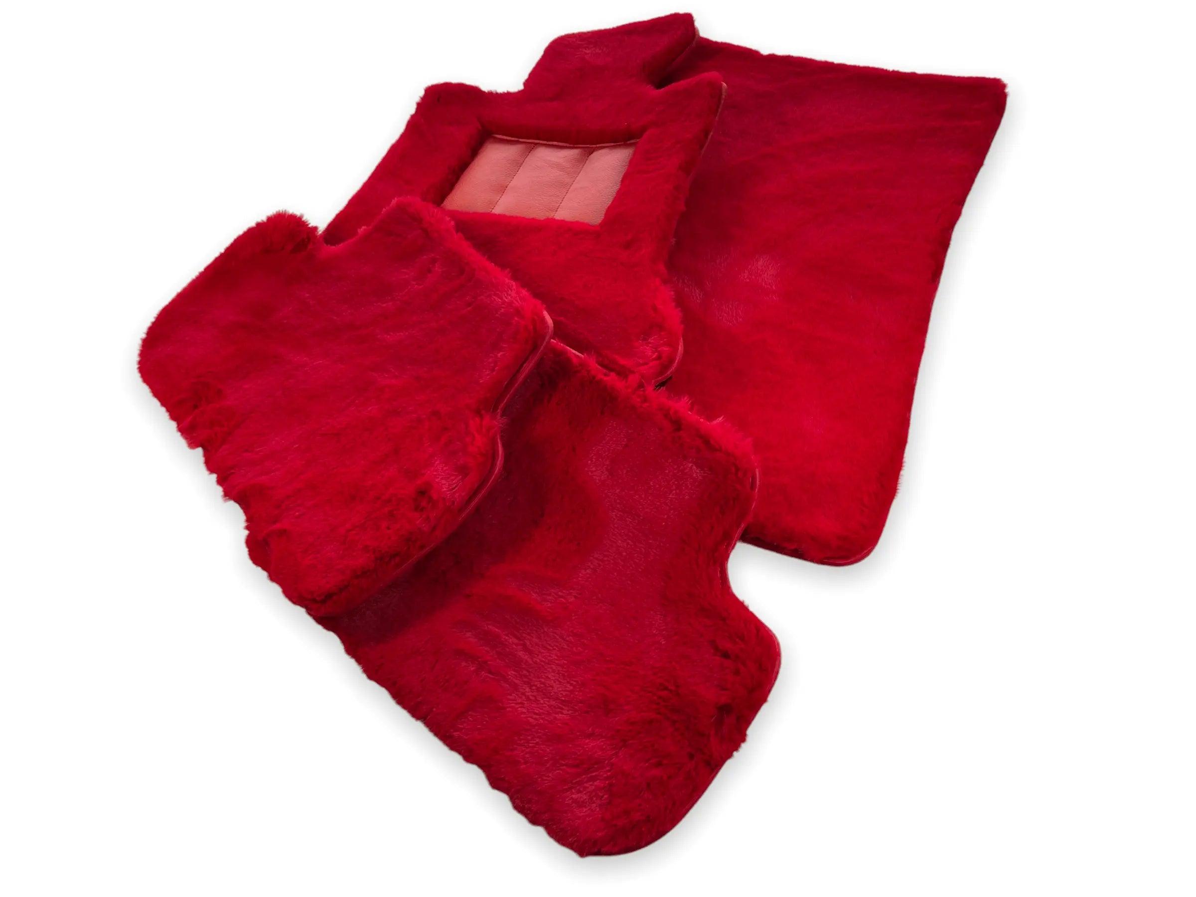 Red Sheepskin Floor Mats For Bentley Flying Spur (2013-2019) Er56 Design Brand - AutoWin
