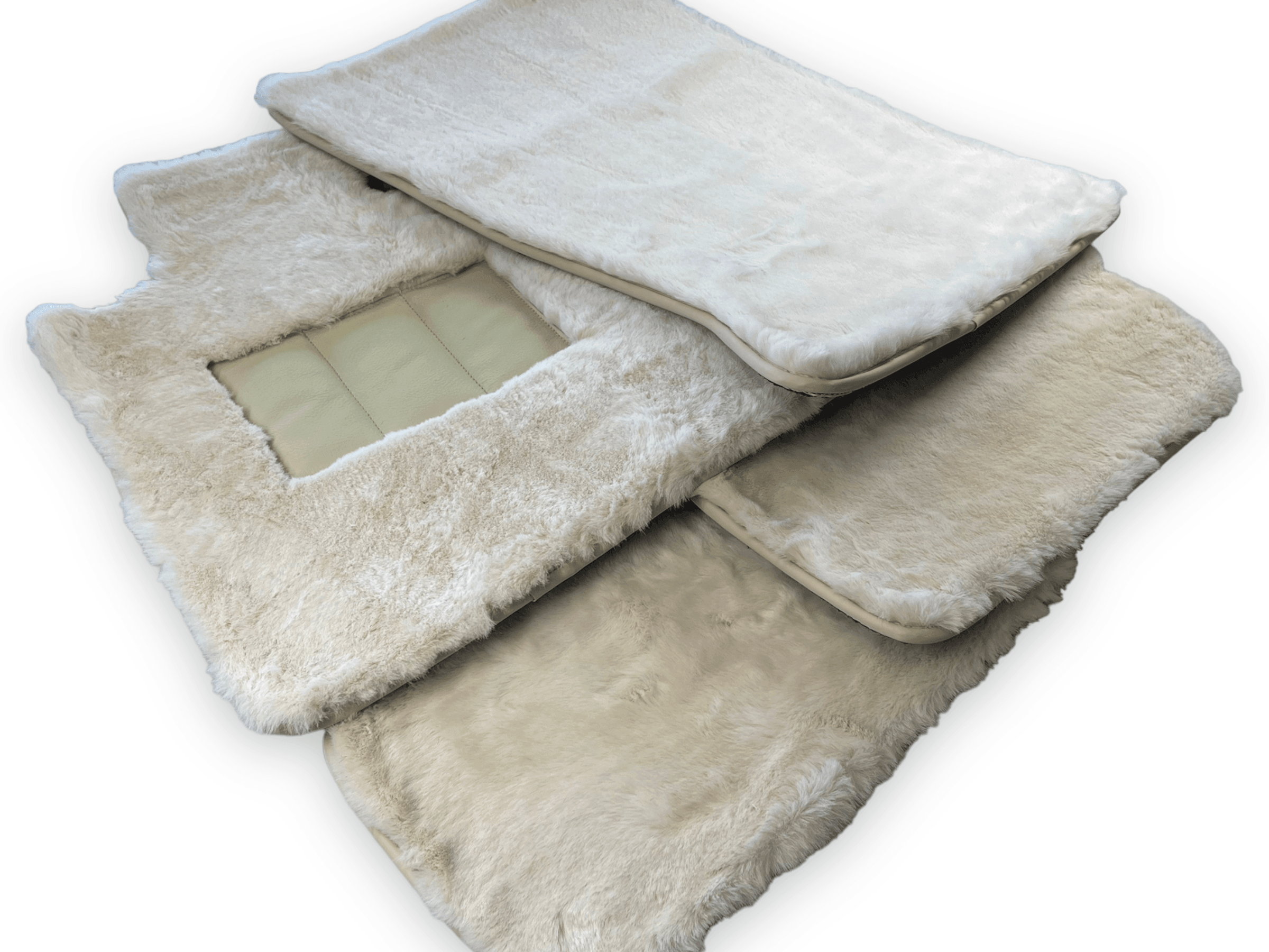 White Sheepskin Floor Mats For Rolls Royce Cullinan Rr31 2018-2023 Er56 Design Brand - AutoWin